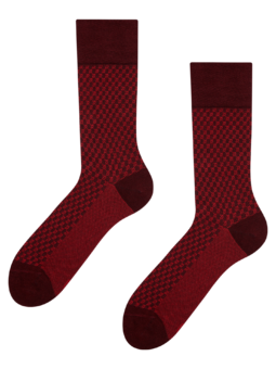Hnedo-červené žakárové ponožky