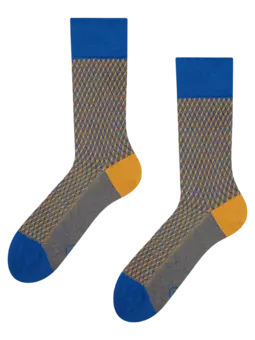 Chaussettes à motifs bleues et jaunes