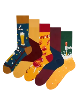 Lot de 5 paires de chaussettes rigolotes L’heure d’une bière