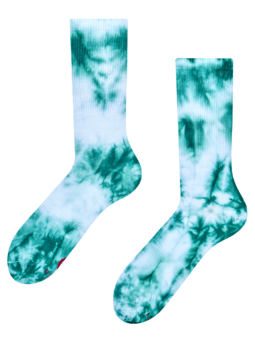 Smaragdové batikované ponožky z žebrovaného úpletu