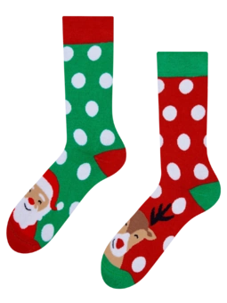 Chaussettes chaudes rigolotes Père Noël et Rudolph