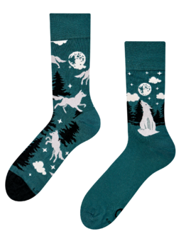 Chaussettes rigolotes en fibres de bambou Loup et lune