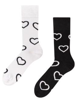 Chaussettes rigolotes en fibres de bambou Cœurs noirs et blancs