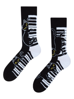 Chaussettes rigolotes Chat jouant au piano