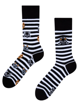 Chaussettes rigolotes Chats et rayures