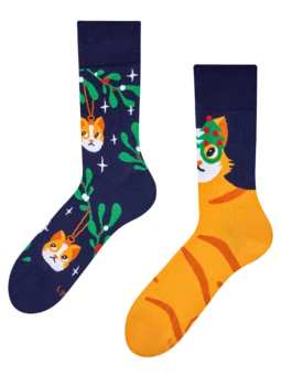 Chaussettes rigolotes Chat de Noël