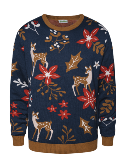 Wesoły sweter zimowy Świąteczna łania