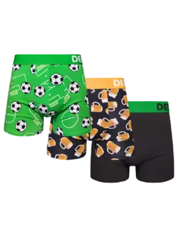 Trojbalení veselých pánských boxerek Pivo a fotbal