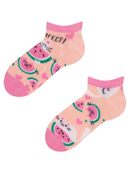 Veselé detské členkové ponožky Mačka s melónom