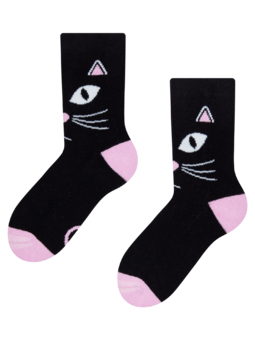 Veselé detské teplé ponožky Mačací pohľad