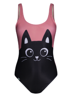 Women's One-piece Swimsuit Black Kitten
