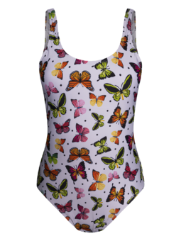 Wesoły jednoczęściowy strój kąpielowy dla kobiet Kolorowe motyle