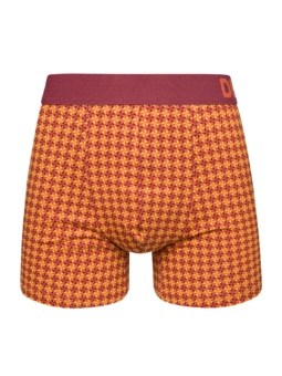 Boxer à motifs bordeaux et jaune pour hommes