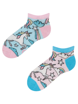 Lustige Knöchelsocken für Kinder Regenbogen-Einhorn