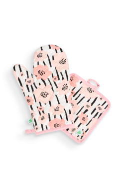 Set de cuisine rigolo Fleurs roses