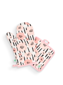 Set de cuisine rigolo Fleurs roses