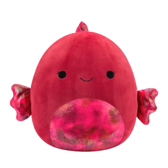 Peluche Squishmallows de 40 cm Barella le poisson Betta framboise