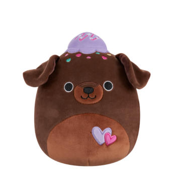 Squishmallows čokoladni brownie labrador Rico s ljubičastim sladoledom, 20 cm