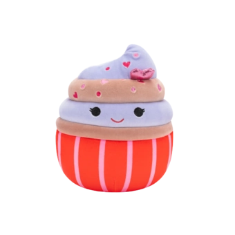 Peluche Squishmallows de 20 cm Tess le cupcake au chocolat orné d'un glaçage tourbillonnant et de paillettes