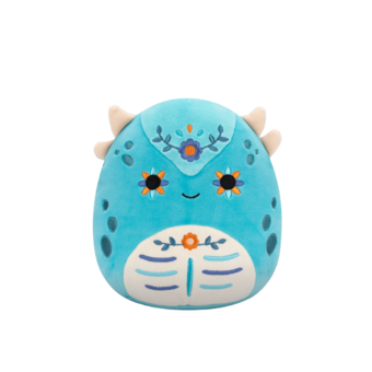 Peluche Squishmallows de 20 cm Janicza l'ankylosaure bleu sarcelle Day of the Dead