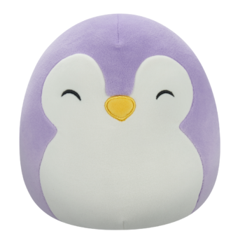 Squishmallows Elle der lila Pinguin mit geschlossenen Augen und weißem Bauch, 20 cm