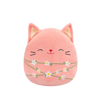 Squishmallows Wilka die Pfirsichkatze, eingewickelt mit Blumenstielen, 20 cm