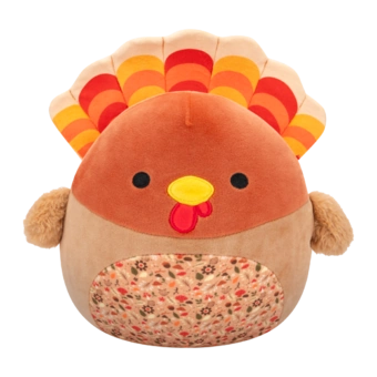 Peluche Squishmallows de 20 cm Gobrianna la dinde brune au ventre à motifs d'automne