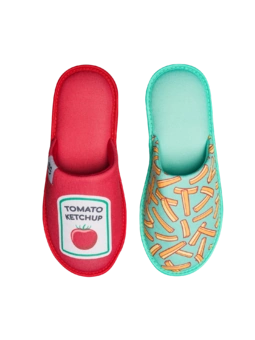 Pantoufles rigolotes Frites et ketchup