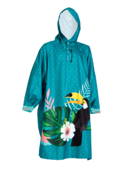 Manteau de pluie rigolo Toucan et fleurs