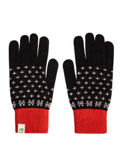 Vrolijke gebreide handschoenen Zwartwit Kerstmis