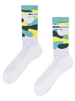 Chaussettes fonctionnelles rigolotes Camouflage vert citron
