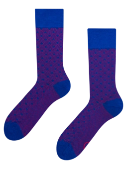 Chaussettes à motifs bleu et rouge magenta