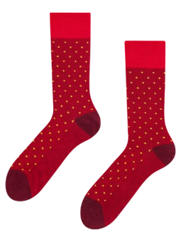 Chaussettes à motifs rouge foncé et jaune