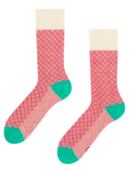 Chaussettes à motifs turquoise et rouge