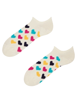 Socquettes rigolotes pour baskets Cœurs colorés