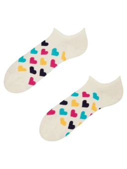 Socquettes rigolotes pour baskets Cœurs colorés
