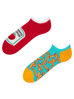 Socquettes rigolotes pour baskets Frites et ketchup