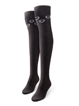 Chaussettes rigolotes hautes au-dessus des genoux Cœurs noirs et blancs