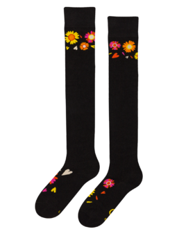 Chaussettes rigolotes hautes au-dessus des genoux Aime-moi, ne m’aime pas