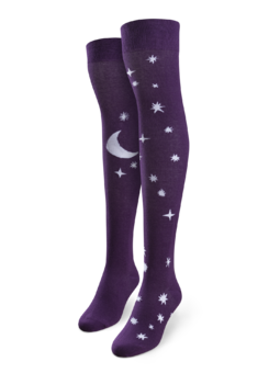 Chaussettes rigolotes hautes au-dessus des genoux Lune et étoiles