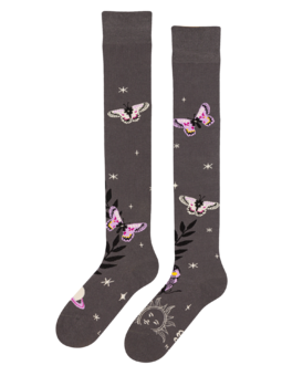 Chaussettes rigolotes hautes au-dessus des genoux Papillons de nuit