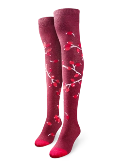 Chaussettes rigolotes hautes au-dessus des genoux Églantiers mûrs