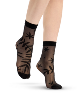Chaussettes rigolotes en nylon Feuilles noires