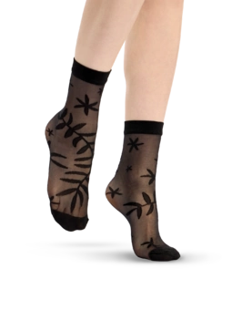 Chaussettes rigolotes en nylon Feuilles noires
