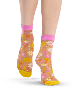 Chaussettes rigolotes en nylon Jardin de fleurs