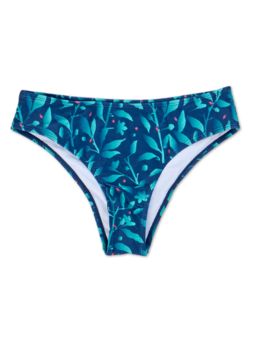 Culotte bikini taille moyenne Fleurs turquoises