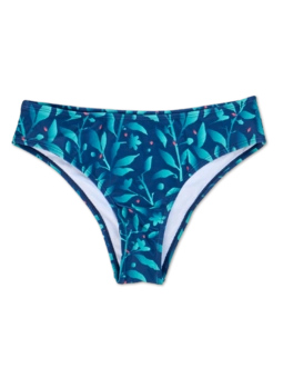 Culotte bikini taille moyenne Fleurs turquoises