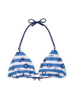Haut de bikini triangulaire rigolo Rayures bleu marine