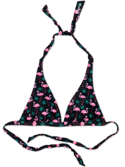 Haut de bikini triangulaire rigolo Flamants et feuilles