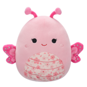 Peluche Squishmallows de 20 cm Mogo, le papillon rose au ventre orné de fleurs de Sakura